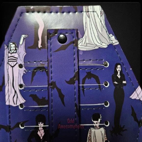 Purple Coffin Wallet Ladies of Horror Bats Cult Classic Movie Halloween Goth Alt - Picture 6 of 7
